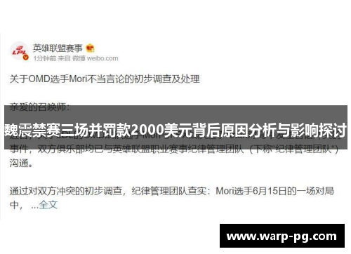 魏震禁赛三场并罚款2000美元背后原因分析与影响探讨